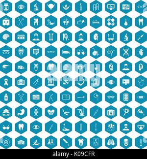 100 medical icons sapphirine violet Stock Vector