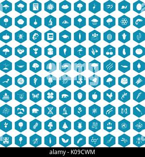 100 microbiology icons sapphirine violet Stock Vector