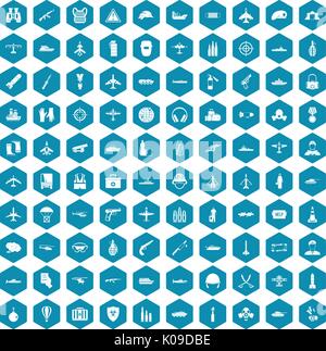 100 military resources icons sapphirine violet Stock Vector