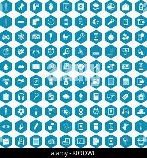 100 mobile app icons sapphirine violet Stock Vector