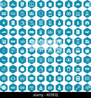 100 money icons sapphirine violet Stock Vector