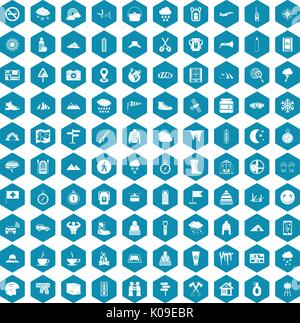 100 mountaineering icons sapphirine violet Stock Vector