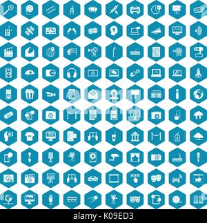100 multimedia icons sapphirine violet Stock Vector