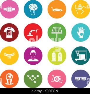 New technologies icons many colors set Stock Vector