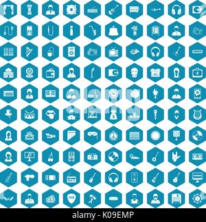 100 music icons sapphirine violet Stock Vector