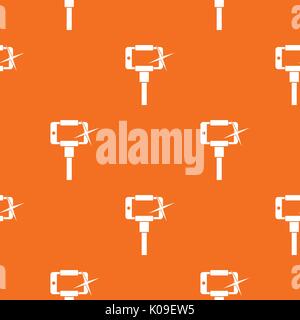 Taking pictures on smartphone on selfie stick pattern seamless Stock Vector
