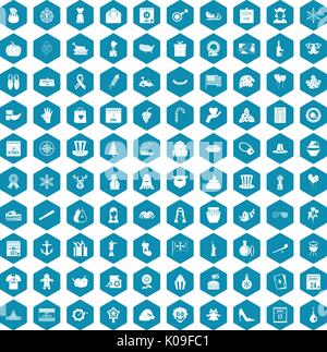 100 national holiday icons sapphirine violet Stock Vector