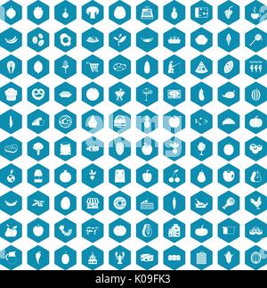 100 natural products icons sapphirine violet Stock Vector