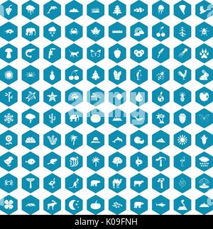 100 nature icons sapphirine violet Stock Vector
