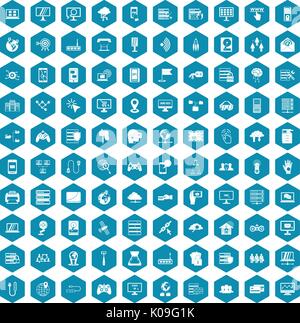 100 network icons sapphirine violet Stock Vector