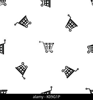 Basket on wheels pattern seamless black Stock Vector