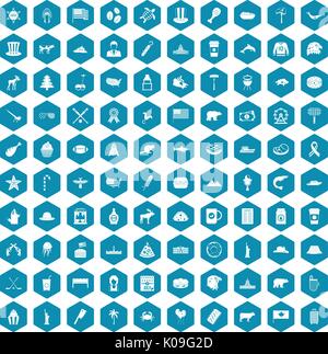 100 North America icons sapphirine violet Stock Vector