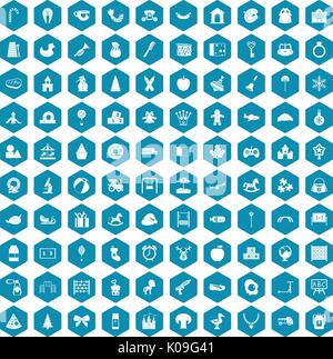 100 nursery school icons sapphirine violet Stock Vector