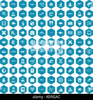 100 oceanologist icons sapphirine violet Stock Vector