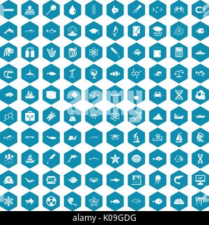 100 oceanology icons sapphirine violet Stock Vector
