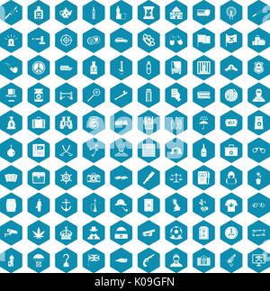100 offence icons sapphirine violet Stock Vector