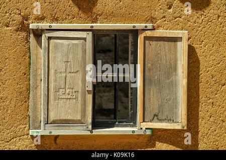 Adobe building at Rancho de la Golondrinas.  A living history museum outside Santa Fe, New Mexico. Stock Photo