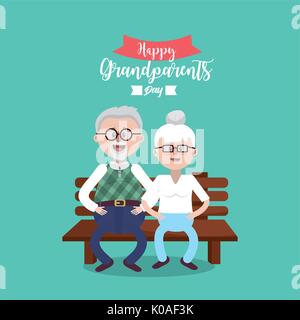 parents seated in the chair with glasses and hairstyle Stock Vector