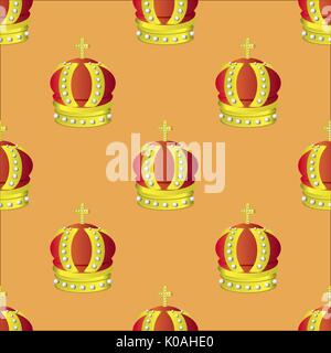 Golden Crown Seamless Pattern Stock Vector