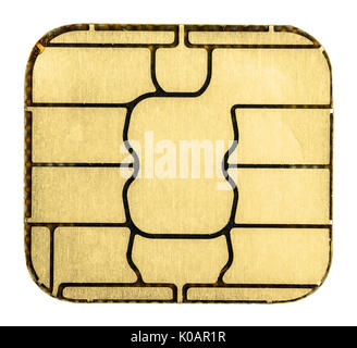Credit card chip. Extreme macro. Isolated on white Stock Photo