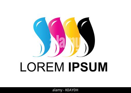 printing company logo, cmyk colors logo, illustration design, isolated on white background. Stock Vector