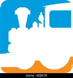 Cartoon Steam Train in Silhouette Illustration Stock Vector