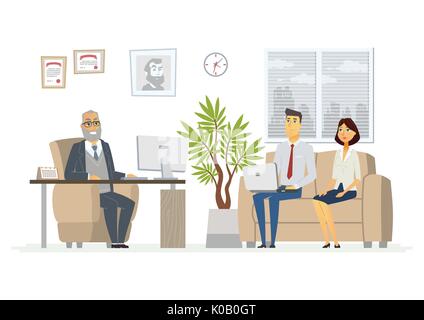 Office Head Consultation - modern vector cartoon business character illustration Stock Vector