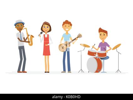 School music band - cartoon people characters isolated illustration Stock Vector