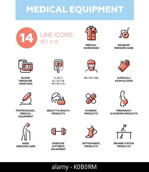 Medical equipment - Modern simple thin line design icons, pictograms set Stock Vector
