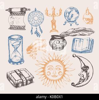 Mystical Arts - vector vintage illustration Stock Vector