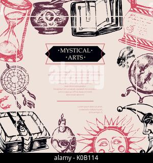 Mystical Arts - color vintage postcard. Stock Vector