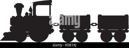 Cartoon Steam Train in Silhouette Illustration Stock Vector