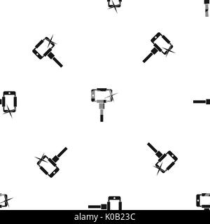 Taking pictures on smartphone on selfie stick pattern seamless black Stock Vector