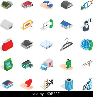Depot icons set, isometric style Stock Vector