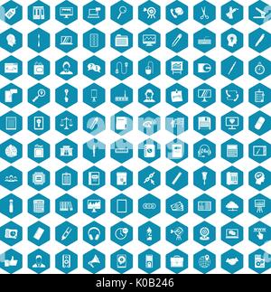100 office work icons sapphirine violet Stock Vector