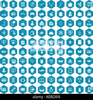 100 online shopping icons sapphirine violet Stock Vector