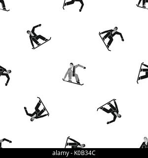 Snowboarder pattern seamless black Stock Vector