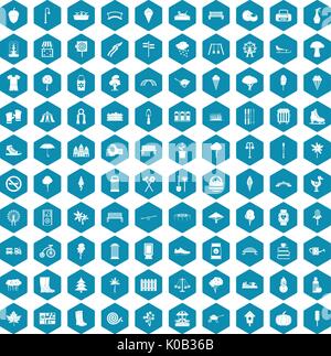 100 park icons sapphirine violet Stock Vector
