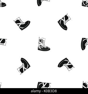 Boot for snowboarding pattern seamless black Stock Vector