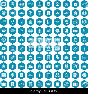 100 passport icons sapphirine violet Stock Vector
