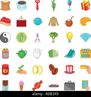 Coffee icons set, cartoon style Stock Vector