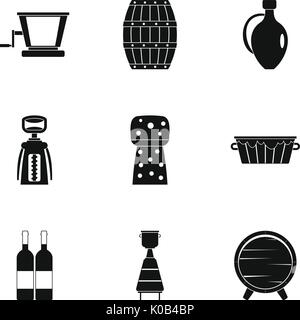 Wine company icon set, simple style Stock Vector