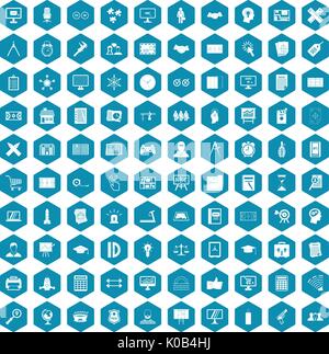 100 plan icons sapphirine violet Stock Vector