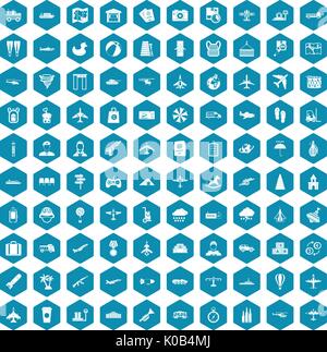 100 plane icons sapphirine violet Stock Vector