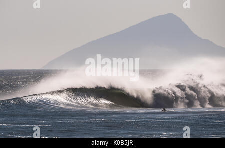A perfect wave breaking in Maresias, Brazil Stock Photo