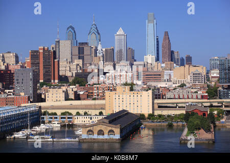 Philadelphia skyline and Delaware River, USA Stock Photo