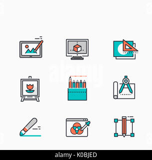 Line Icon Set. Art, Design Related Linear Icons. Creativity Symbols ...