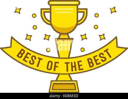 Gold cup best of the best in cartoon style Stock Vector