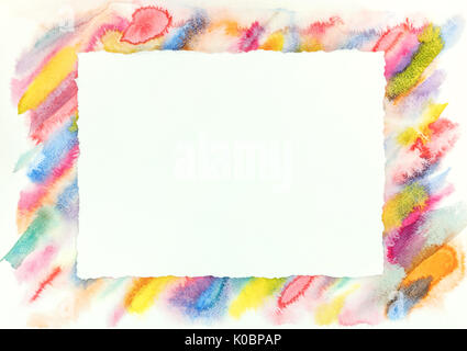 abstract watercolor frame pattern with bright colorful diagonal strokes Stock Photo