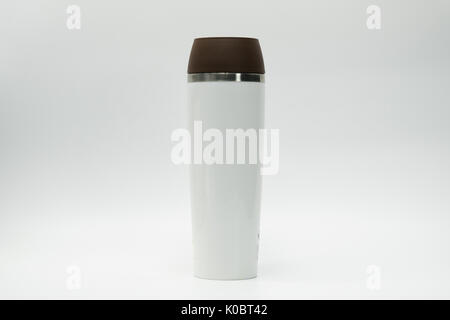 Modern thermos bottle isolated on white background Stock Photo